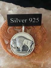 Silber Bison Anhänger und Silberkette