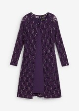 schicker Spitzen-Cardigan mit Schmucksteinen Gr. 36/38 Dunkellila Abendkleid Neu