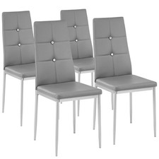 Esszimmerstühle, Kunstleder mit Glitzersteinen Esszimmerstühle grau B-Ware
