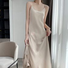 Damen Satin Lang Unterkleid