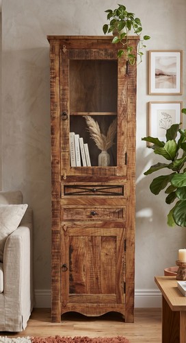 Vitrine 60x190cm massivholz - vitrine,