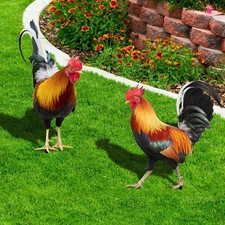 3D Tierfigur Hahn Pfahl Henne