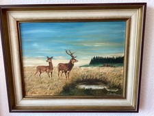 Ölgemälde Hirsche von Friedrich (Fritz) Hartmann 1878-1961