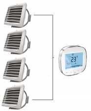 SET 4x Lufterhitzer VOLCANO mini 3-20kW 2100 m³/h EC Motoren Hallenheizung + HMI