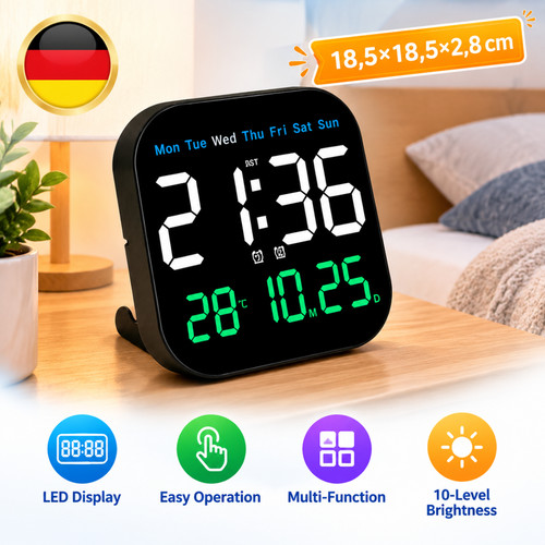 Led wanduhr digitaluhr - digitaluhr, 18,5