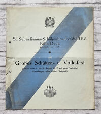 1927 St Sebastianus Schützenbruderschaft Köln Deutz Volksfest Festordnung Papier