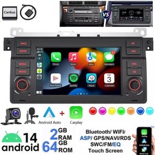 64G Autoradio Carplay Android 14 Für BMW E46 3er 318 320 325 M3 GPS Navi +Kamera