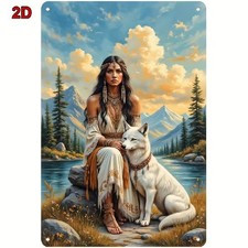 Blechschild Frau amerikanische