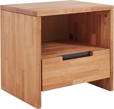 Nachttisch »Santos«, Kernbuche massiv mit Fach und Schublade