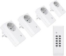 Funksteckdosen 4er Set + 1x Fernbedienung 1100 Watt bis 30m Funkschalter weiß