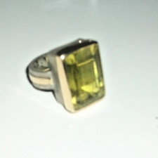 Ring Silber und Gelbgold 750 mit Citrin  - Handarbeit Unikat Goldschmiedearbeit