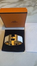 Hermès Clic Clac H Armband – Weiß / Vergoldet – Größe PM (Small)
