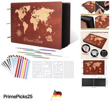Travel Scrapbooking Fotoalbum Holz 100 Seiten Weltkarte DIY Sammelalbum
