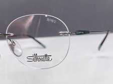 Silhouette Brille Herren Damen silber grün panto Randlos Titan 5500 NP:399€