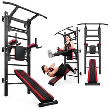 Turnwand Sprossenwand Klimmzugstange Bauchtrainer Dip Bar Sit-Up-Bank bis 150 kg