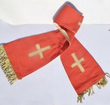 Antik Katholisch Priester Maniple Gewand Altar Stola Rot Seide Stickerei Kreuz