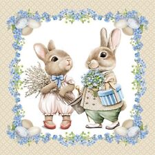 3 lose Servietten ~ Zwei Hasen Ostern Ostereier Vintage