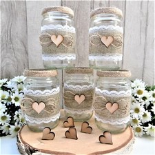 5 x Windlicht Teelichthalter Vase Vintage Landhaus Deko Glas Tischdeko Hochzeit 