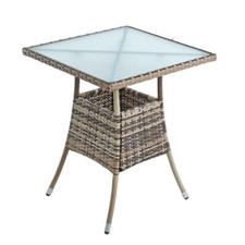 Polyrattan Balkontisch Rattan Tisch Beistelltisch Gartentisch 57 cm Beige-Braun
