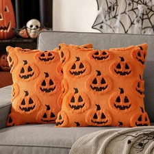 Halloween Kissenbezug Kürbis 45x45 cm – Flauschig, Deko, Sofa, Herbst Stil
