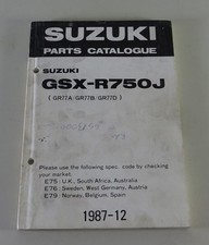 Teilekatalog Suzuki GSX - R 750 J (GR77A/ GR77B/ GR77D) Stand 12/1987