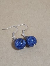 Damen OHRRINGE Lapis Lazuli Lapislazuli Edelsteine  Blau D 12mm  925 Silber 