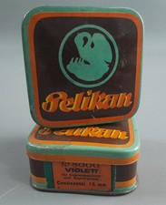 DDR VEB 2x Pelikan Violett Farbband 6x6cm alte Schachtel Werbung