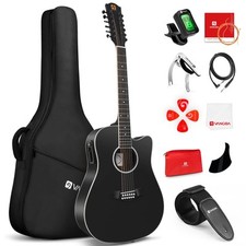 12 saitige Westerngitarre mit Tonabnehmer 4-Band EQ Elektro Akustische Gitarr...