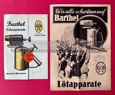 2 x Reklame Prospekt 1936 BARTHEL Lötapparate  ( F24792
