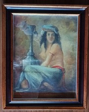 Gemälde weiblicher Halbakt Junge fremdländische Frau