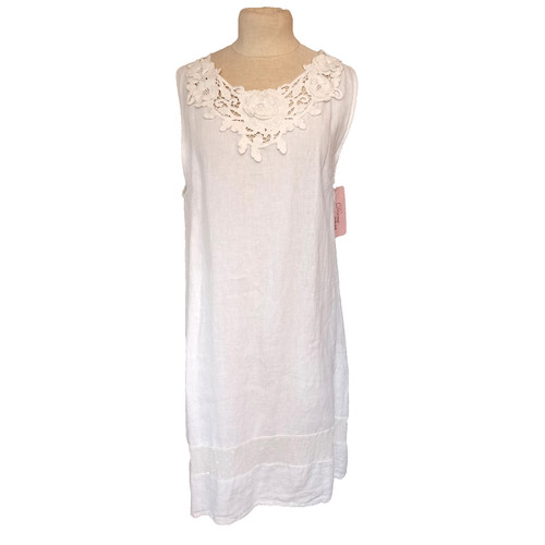 Leinen kleid romantisch spitze - leinen,