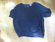 blaue Esprit Damenbluse Gr. 38 mit weissen Punkten Bluse Tunika Top Shirt 