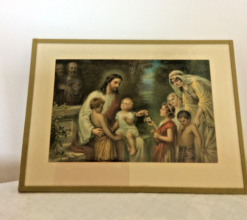 Vintage heiligenbild jesus mit - vintage,