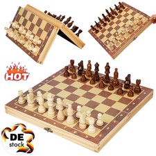 Schach Schachbrett Holz Schachspiel klappbares Brett Holzbox Reiseschach 29x29CM
