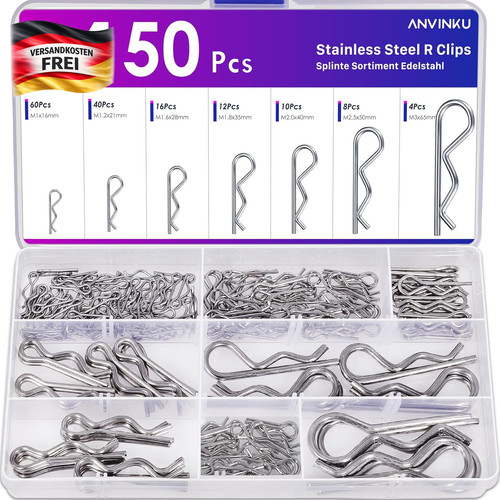 Edelstahl federsplinte set 150 - edelstahl,