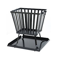 TAINO Feuerkorb Eckig mit Funkenschutz Unterlage Garten Outdoor Stahl Schwarz
