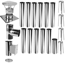 Edelstahl Schornstein Kamin Sanierung Bausatz einwandig Ofen Abgas Rohr Set EW7