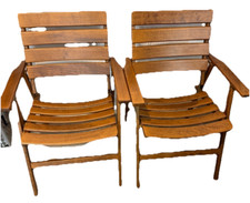 Mid-Century Holz Gartenstühle Klappbar Gartenmöbel Vintage TOPZUSTAND