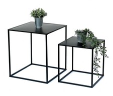 Couchtisch schwarz metall - schwarz, 2er