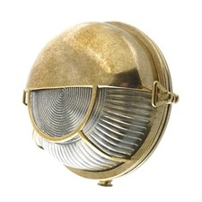 Außenwandleuchte Messing Glas rund D: 17,5 cm IP64 in E27 Maritim Kellerlampe