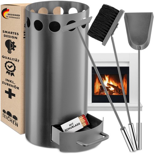 Kaminbesteck grau mit