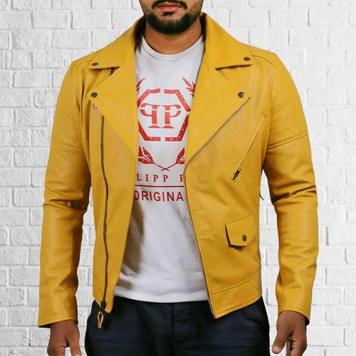 Neue herren gelbe - neue, lederjacke
