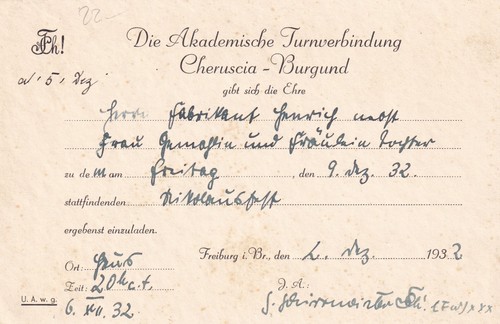 Freiburg 1932 einladung - freiburg,