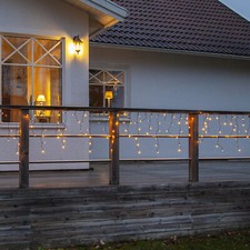 LED Lichtvorhang Lichterkette Eisregen 480 bernstein LED 11,9m Außen Weihnachten
