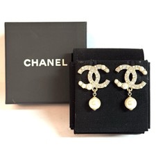 Chanel Ohrringe CC Drop Pearl Gold, Perlen & Brillant Optik Echtheit Geprüft!
