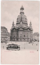 alte Ak Dresden, Frauenkirche, Strassenbahn, gelaufen