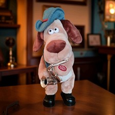 Uni-Toys Hund mit Saxophon 38 cm – Musik-Plüsch / Sound / Vintage