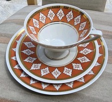 3 teilige Sammeltasse Kaffeegedeck Porzellan CP Lettin weiß gold orange