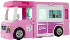 Barbie 3-in-1 Super Abenteuer Camper Truck Bus mit 60 Zubehör Pool Boot NEU OVP