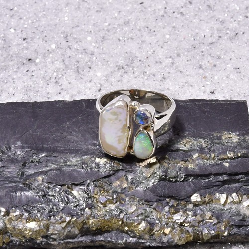 Biwa perlen ring - perlen, 925er